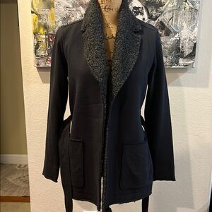 James Perse Black Teddy Jacket with Elegant Embellishments fits 4-6